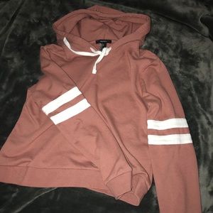 Forever21 Dusty Pink Crop Varsity Hoodie